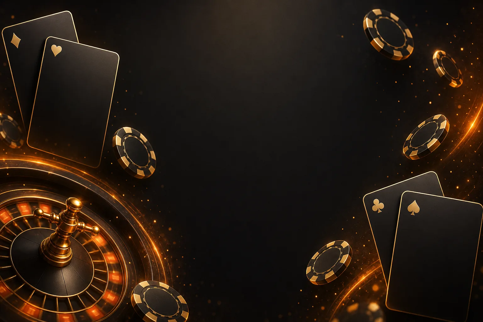 Blank cards and chips around a casino promotion entry scene